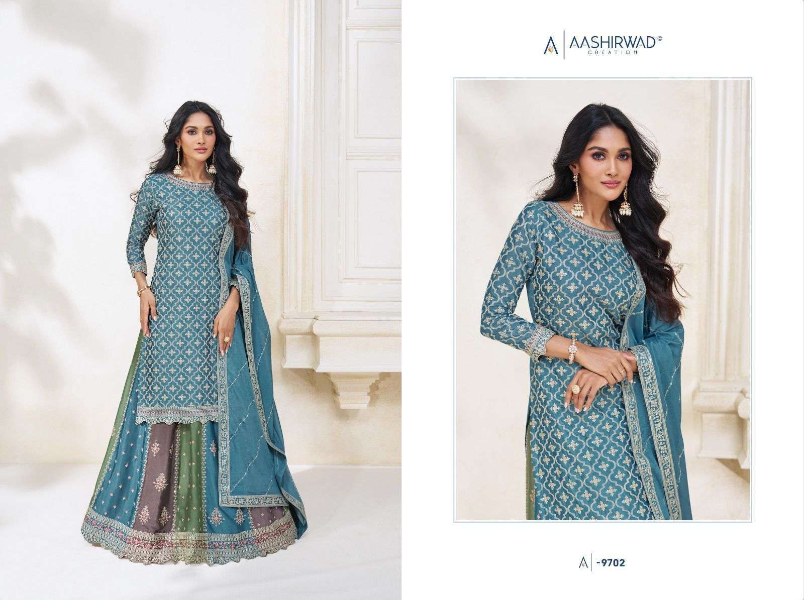 aashirwad colors series 9701-9703 premium chinon silk suit 