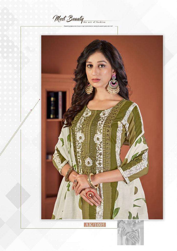 Al Karam Heritage Self Embroidery Work series 1001-1008 cotton suit 