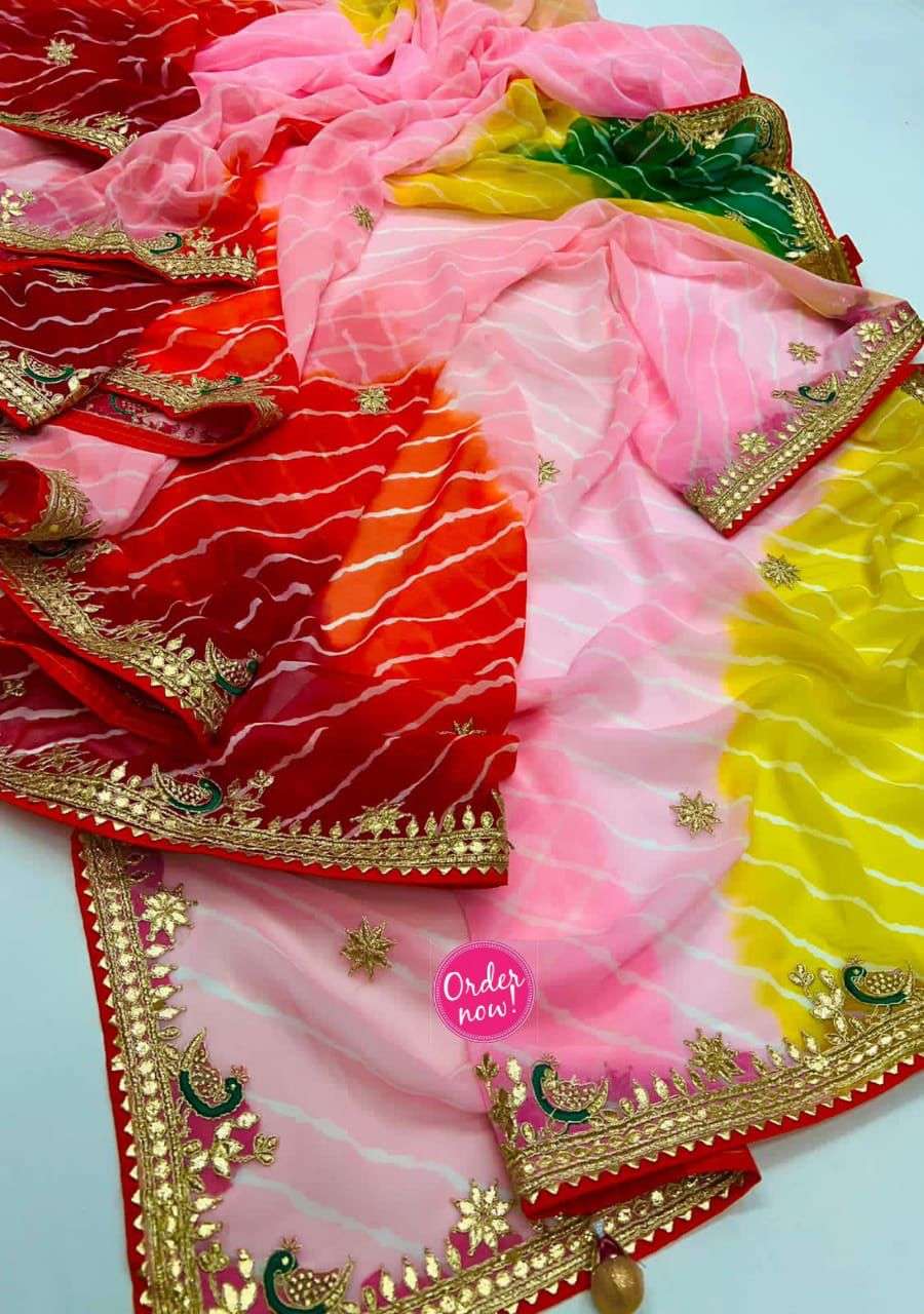 ms brand panchrangi designer georgette leheriya saree