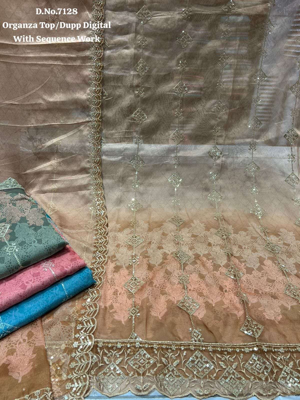 pr non catalog organza work ladies suits 