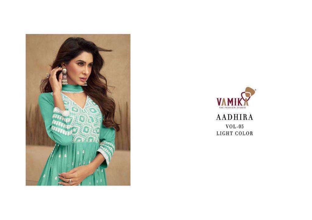 vamika aadhira vol 5 light color series 1107 pure rayon viscose suit 