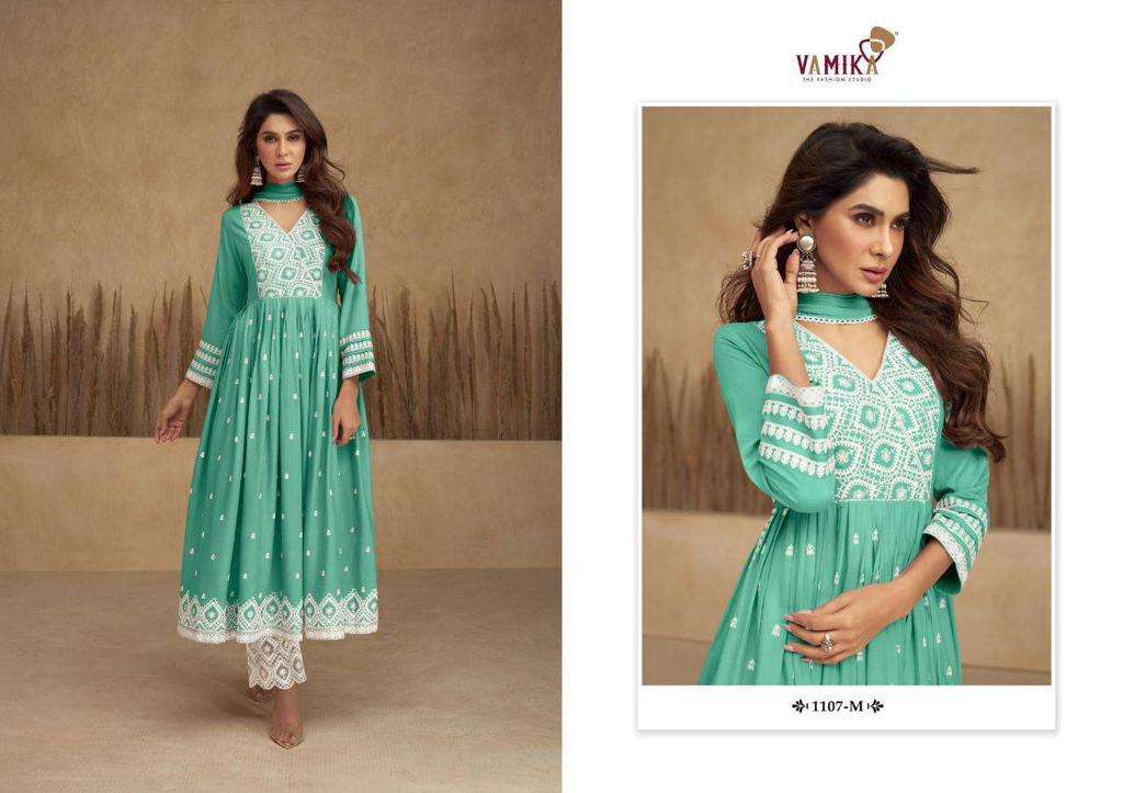 vamika aadhira vol 5 light color series 1107 pure rayon viscose suit 