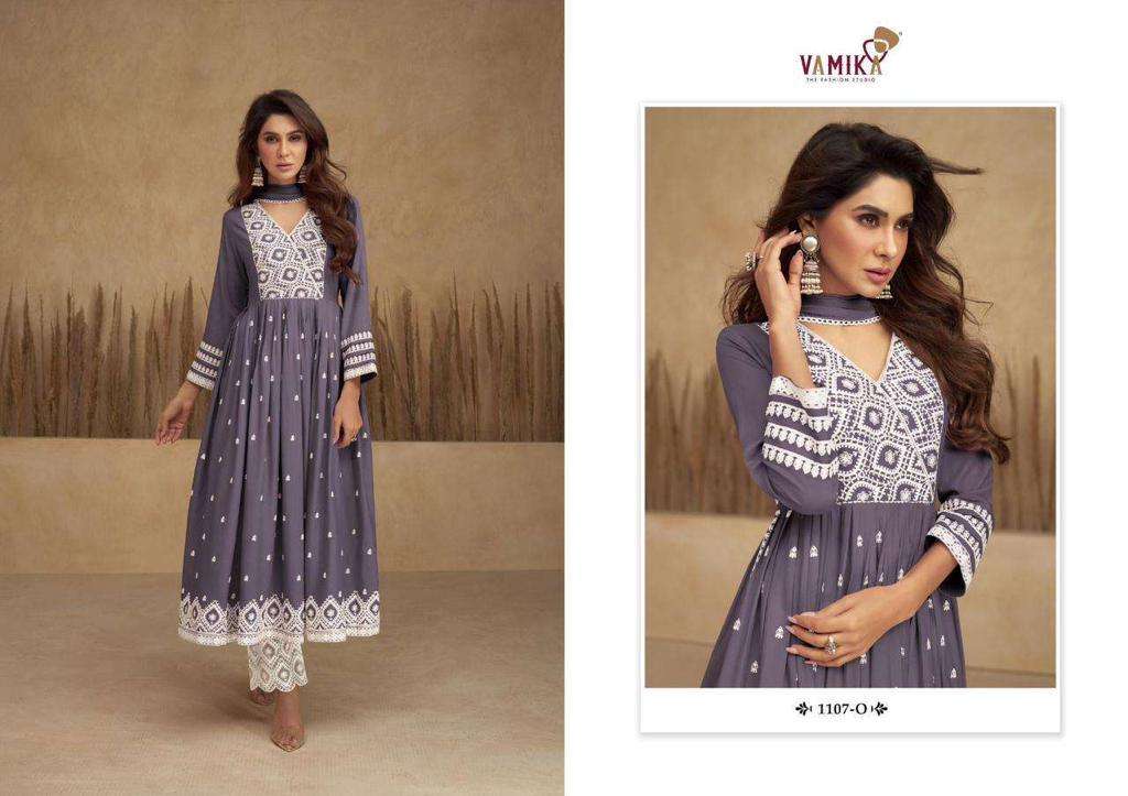 vamika aadhira vol 5 light color series 1107 pure rayon viscose suit 