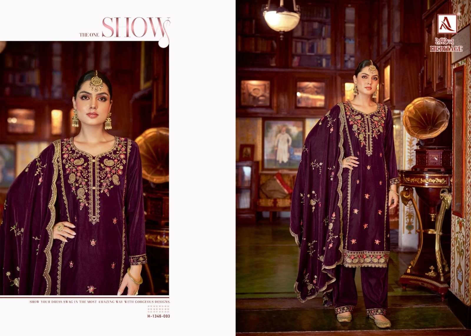 alok suit heritage series 1348001-1348005 Premium Velvet suit
