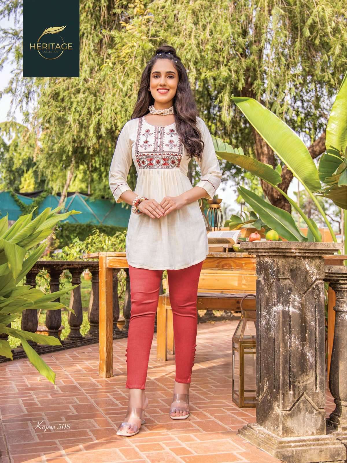 heritage kajree vol 5 series 501-508 rayon slub kurti