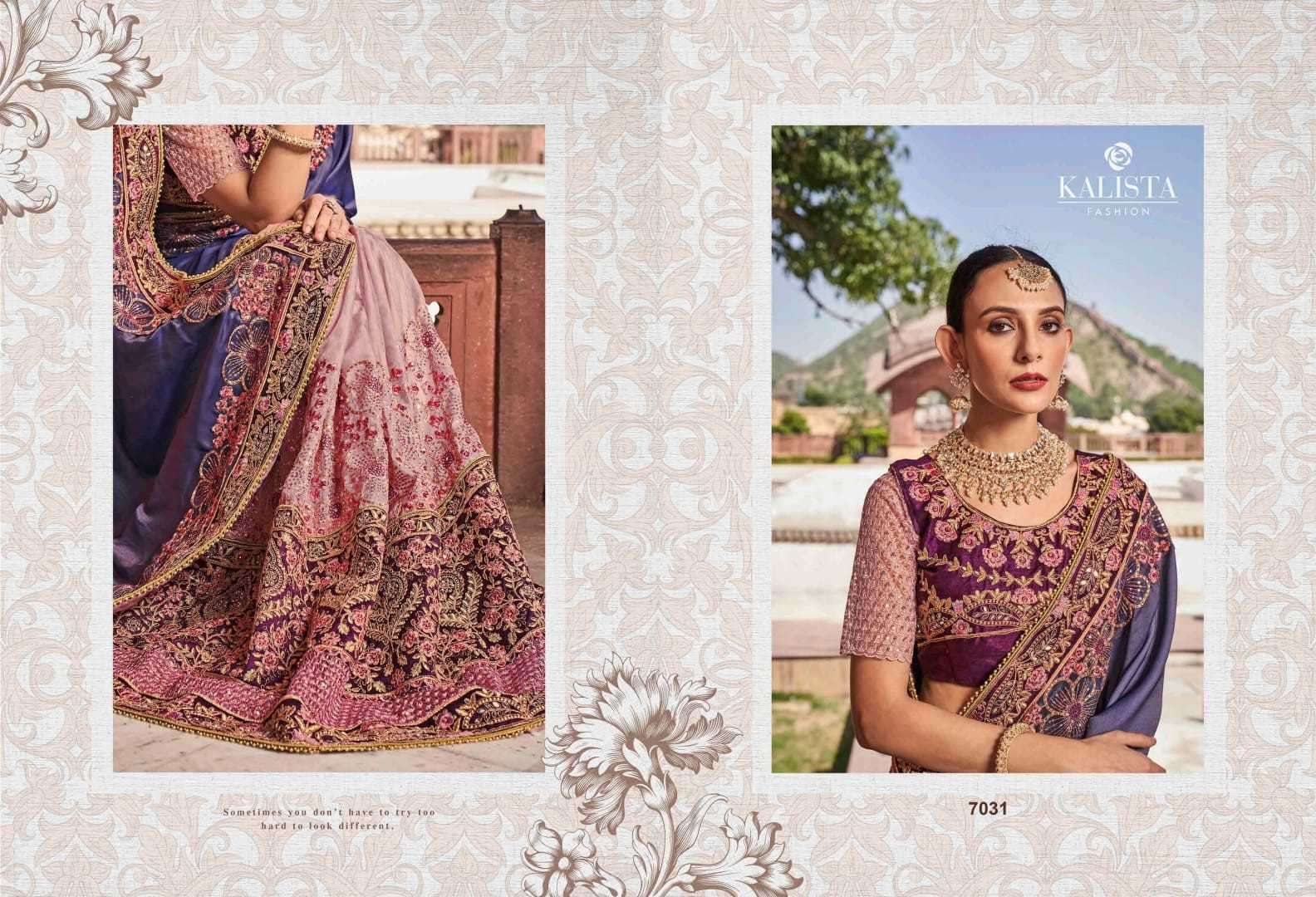 kalista fashions khwaab vol 22 series 7031-7036 Satin Organza saree