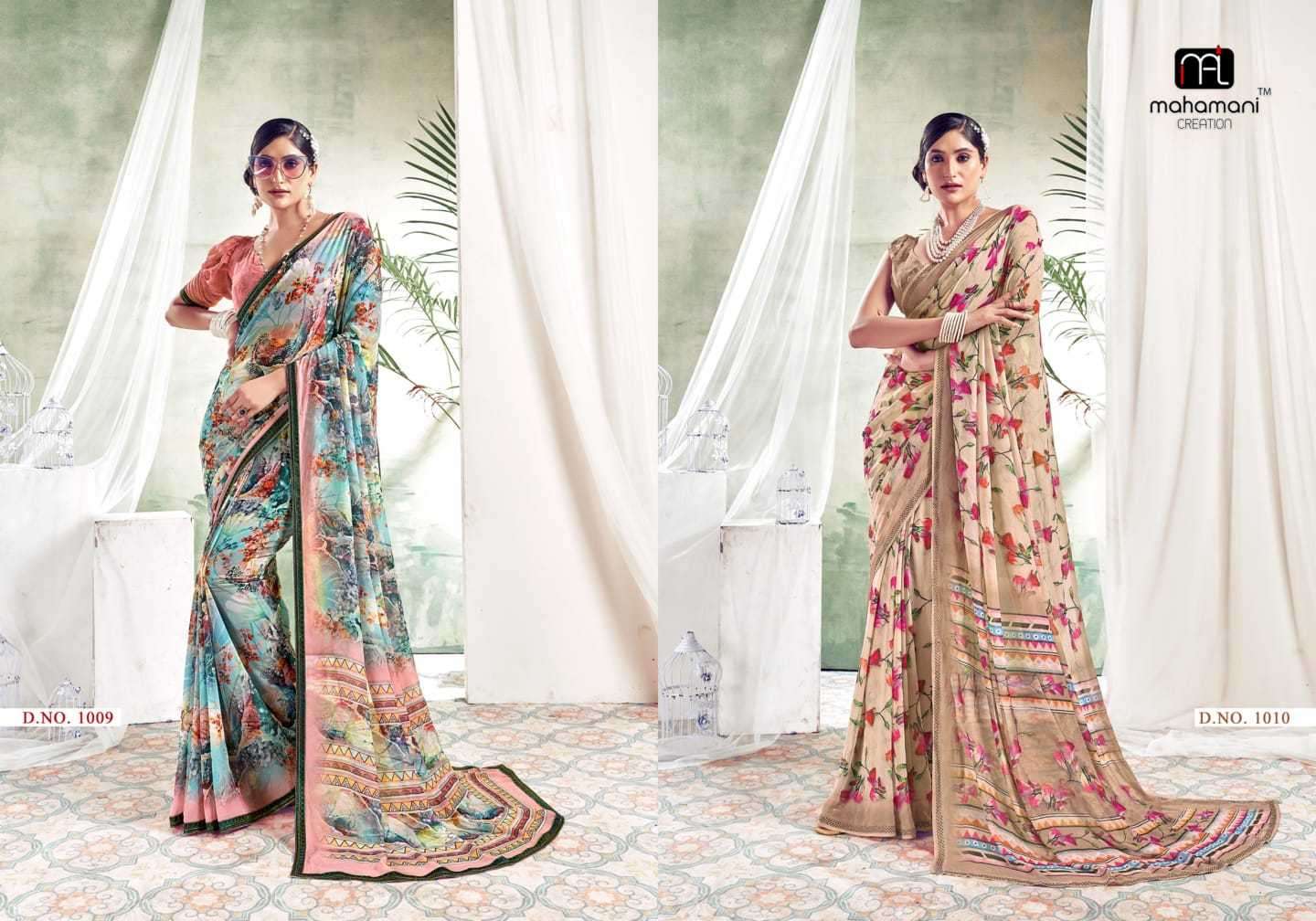 mahamani colors series 1001-1012 Heavy weightless with fancy border saree