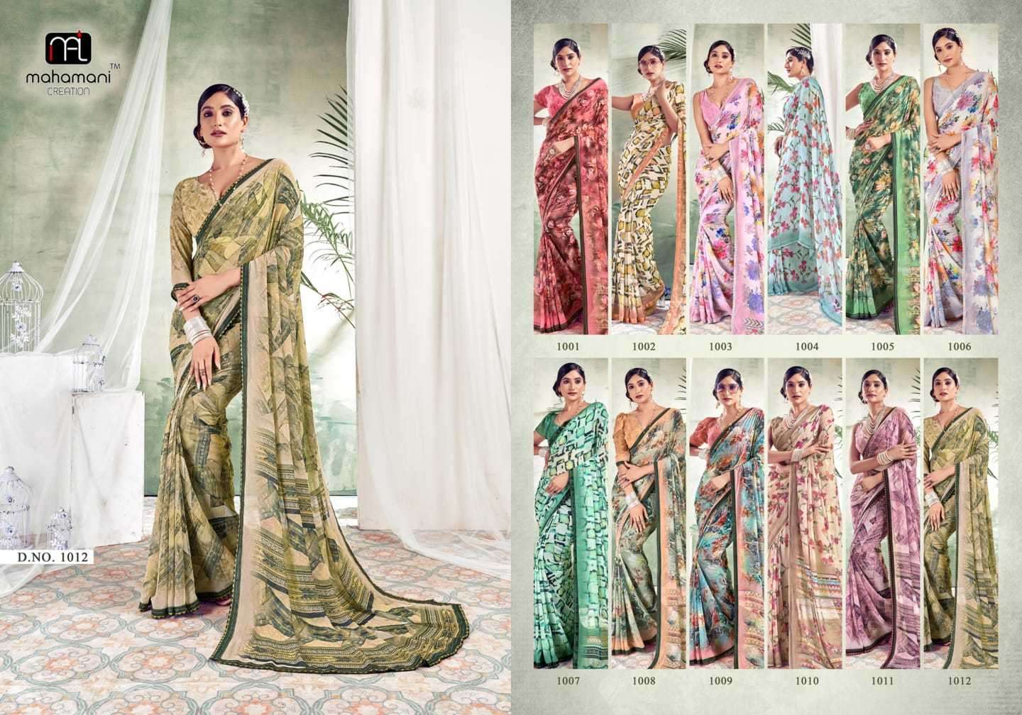 mahamani colors series 1001-1012 Heavy weightless with fancy border saree