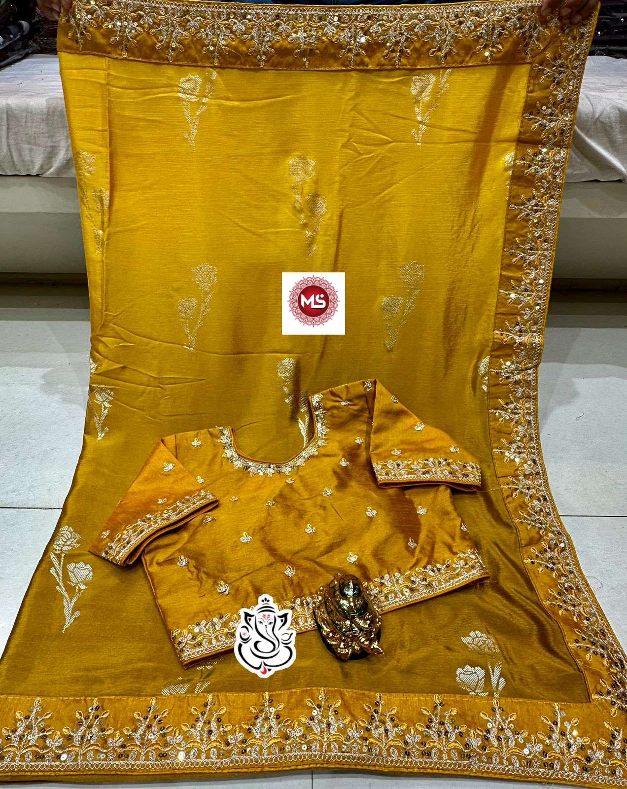 ms brand flower butta designer banglori silk saree