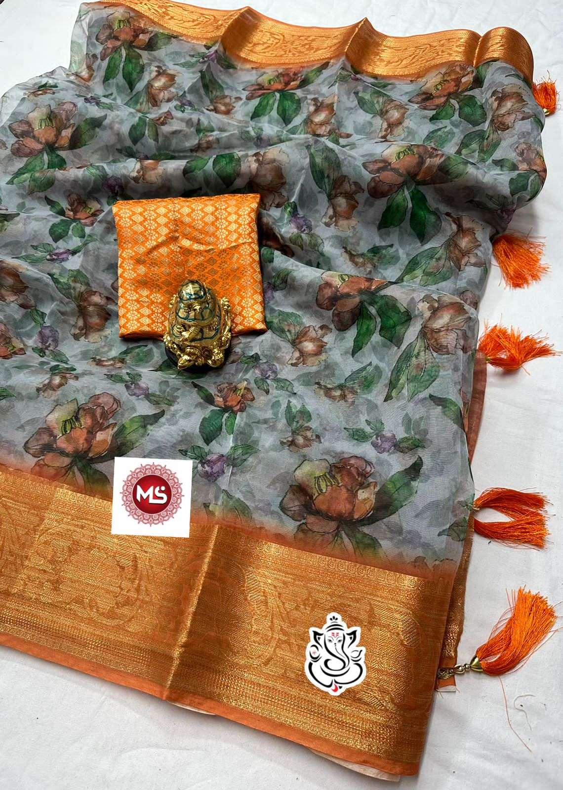 ms brand fumka designer organza saree