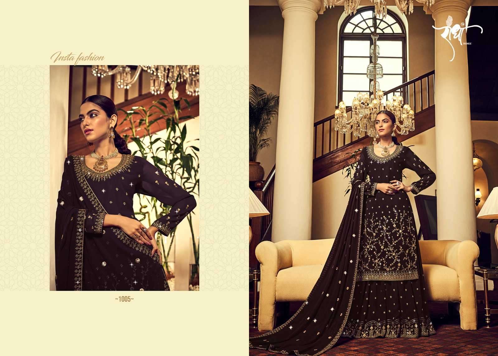 radha trendz afreen hit list series 1001-1005 georgette embroidery work suit