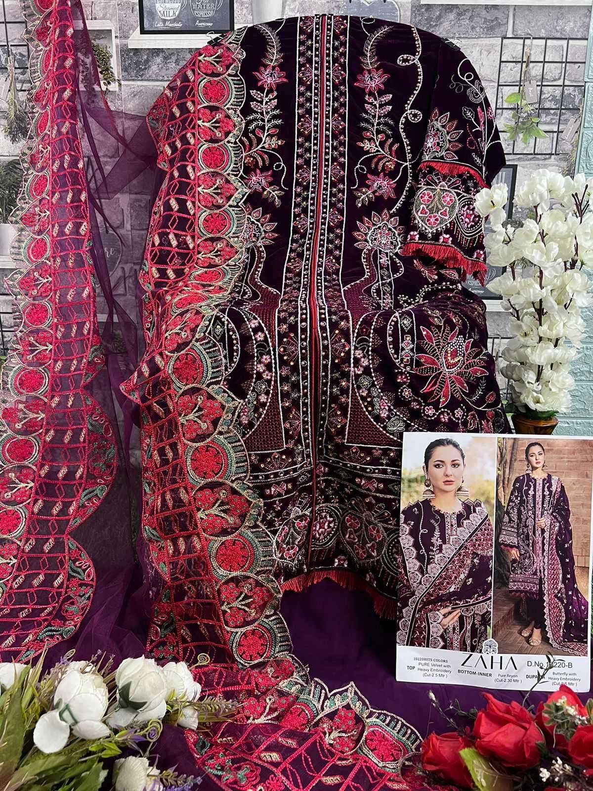 zaha aafiya vol 1 10220 hits color pure velvet suit 