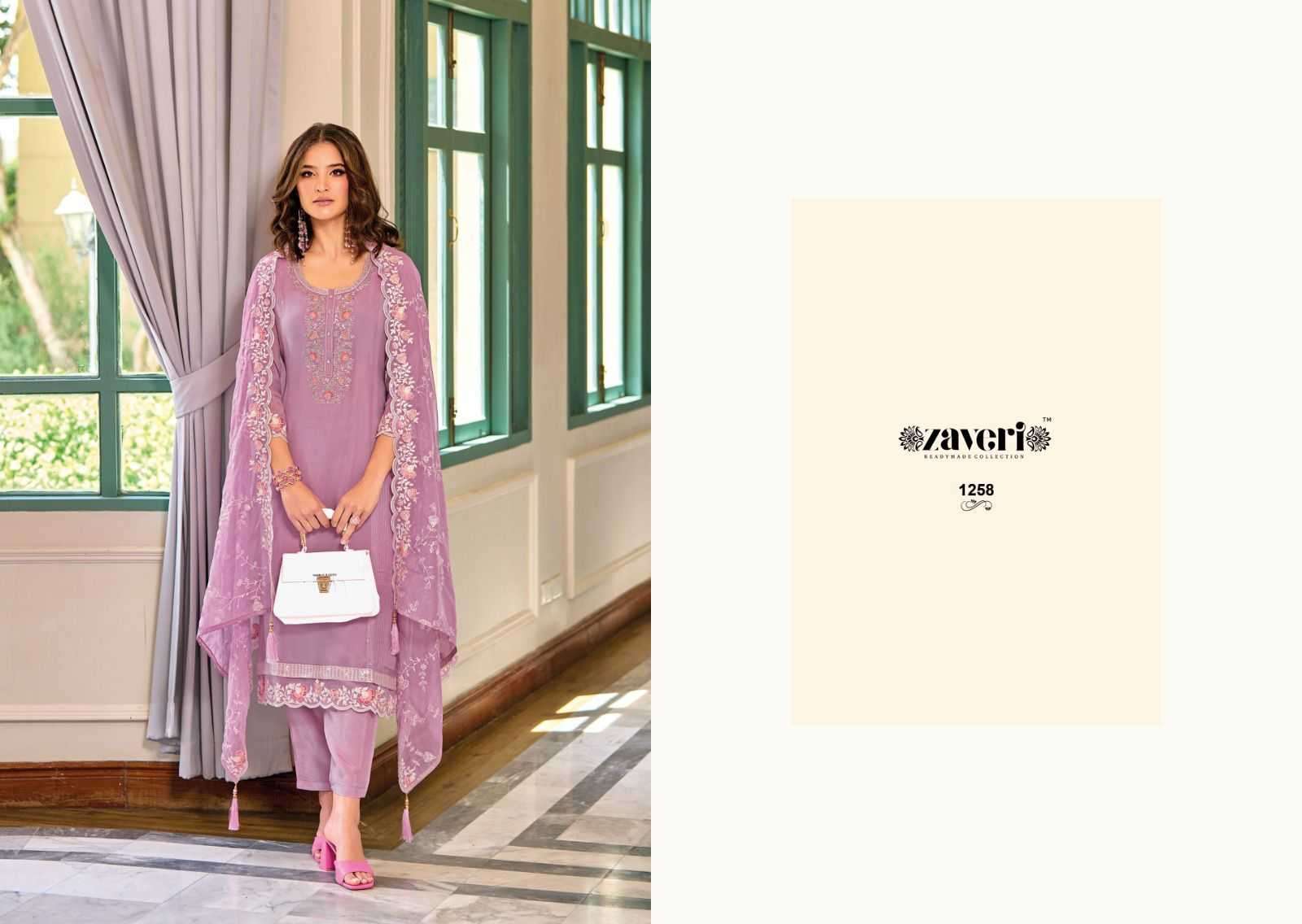 zaveri glory series 1258-1261  soft organza embroidery work suit