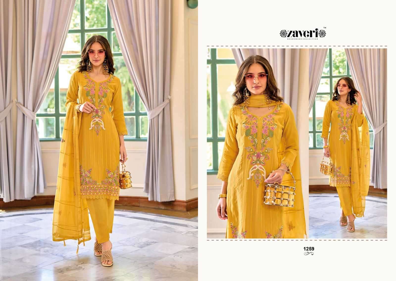 zaveri glory series 1258-1261  soft organza embroidery work suit