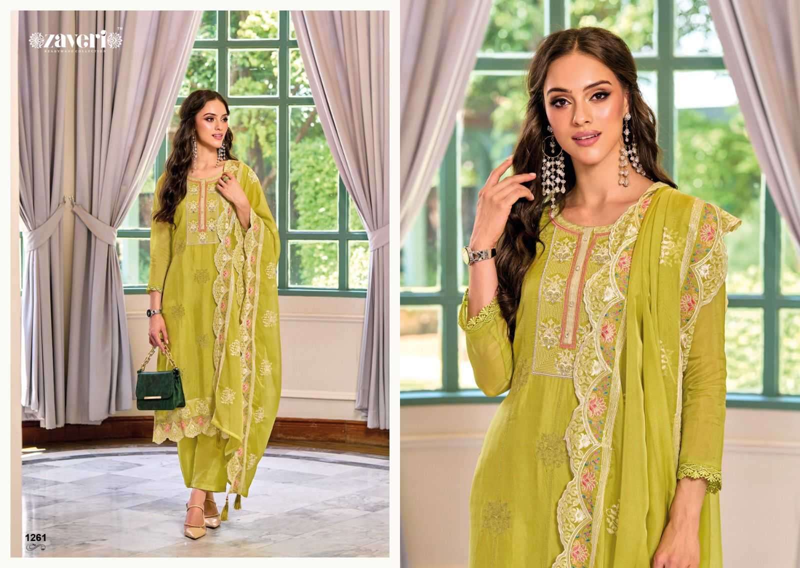 zaveri glory series 1258-1261  soft organza embroidery work suit