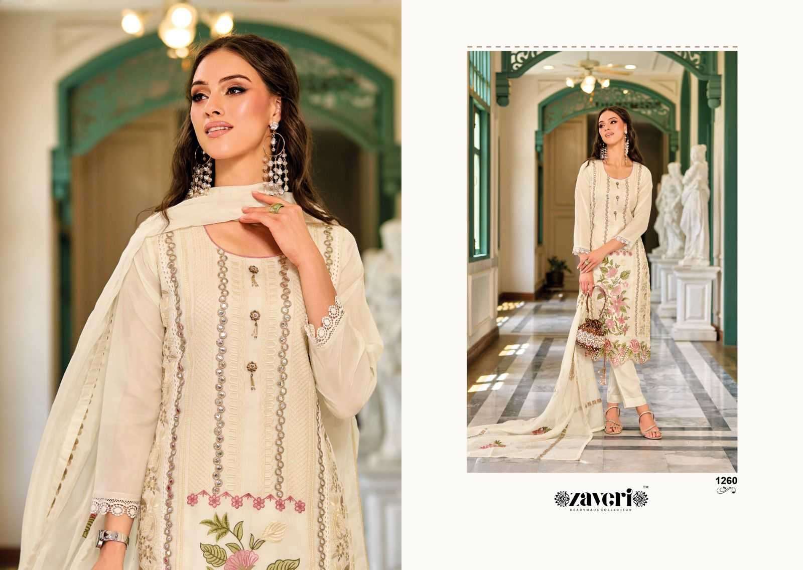 zaveri glory series 1258-1261  soft organza embroidery work suit