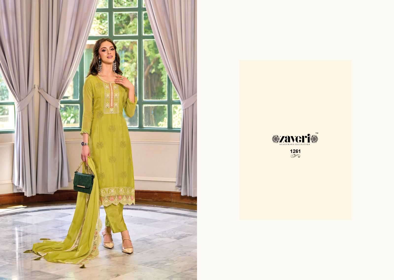 zaveri glory series 1258-1261  soft organza embroidery work suit