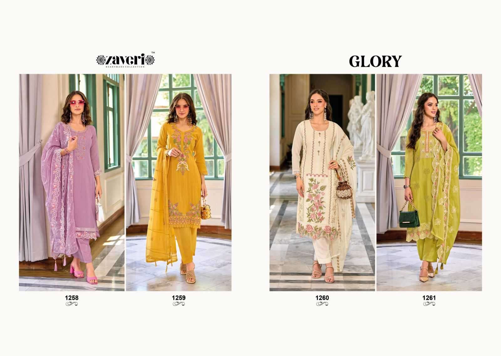 zaveri glory series 1258-1261  soft organza embroidery work suit