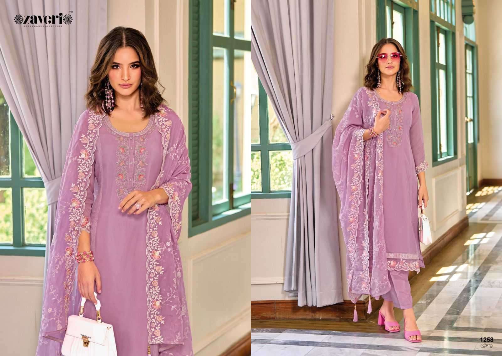 zaveri glory series 1258-1261  soft organza embroidery work suit