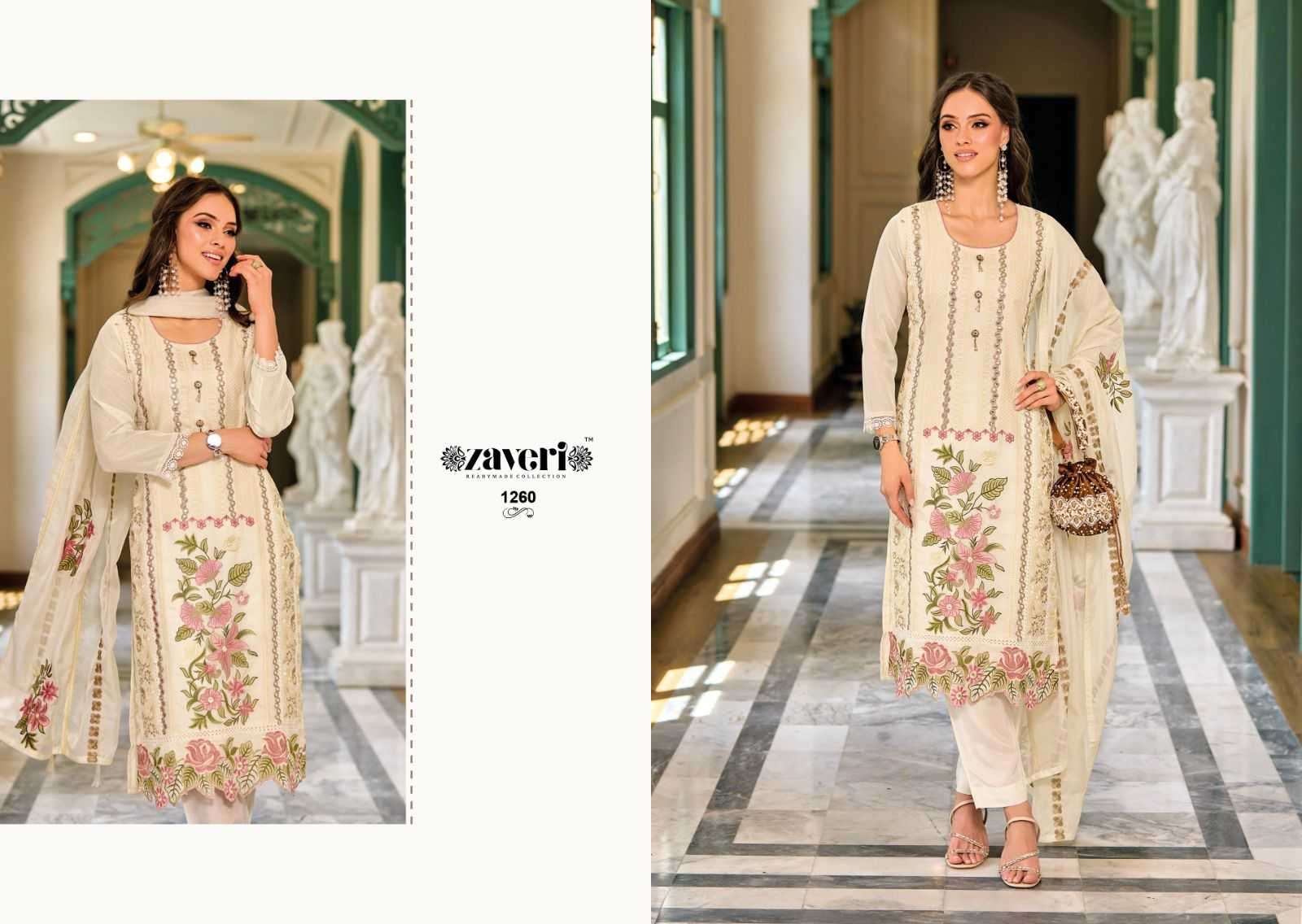 zaveri glory series 1258-1261  soft organza embroidery work suit