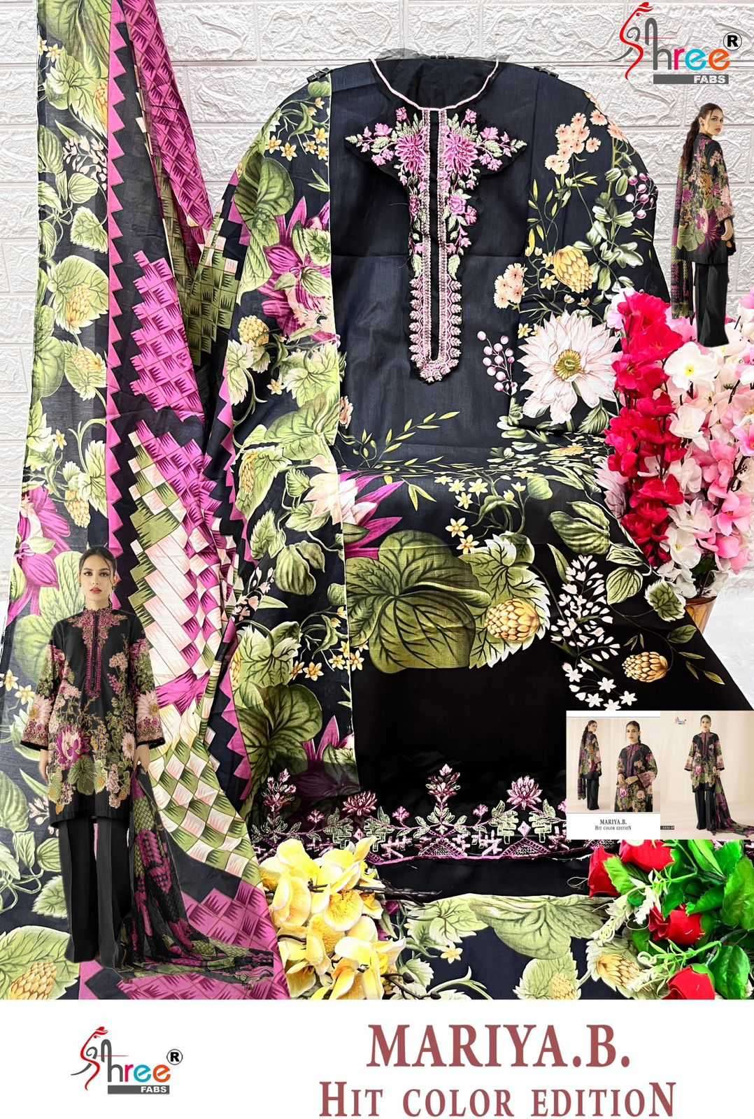 shree fab maria b hit color edition 3331 pure cotton suit 