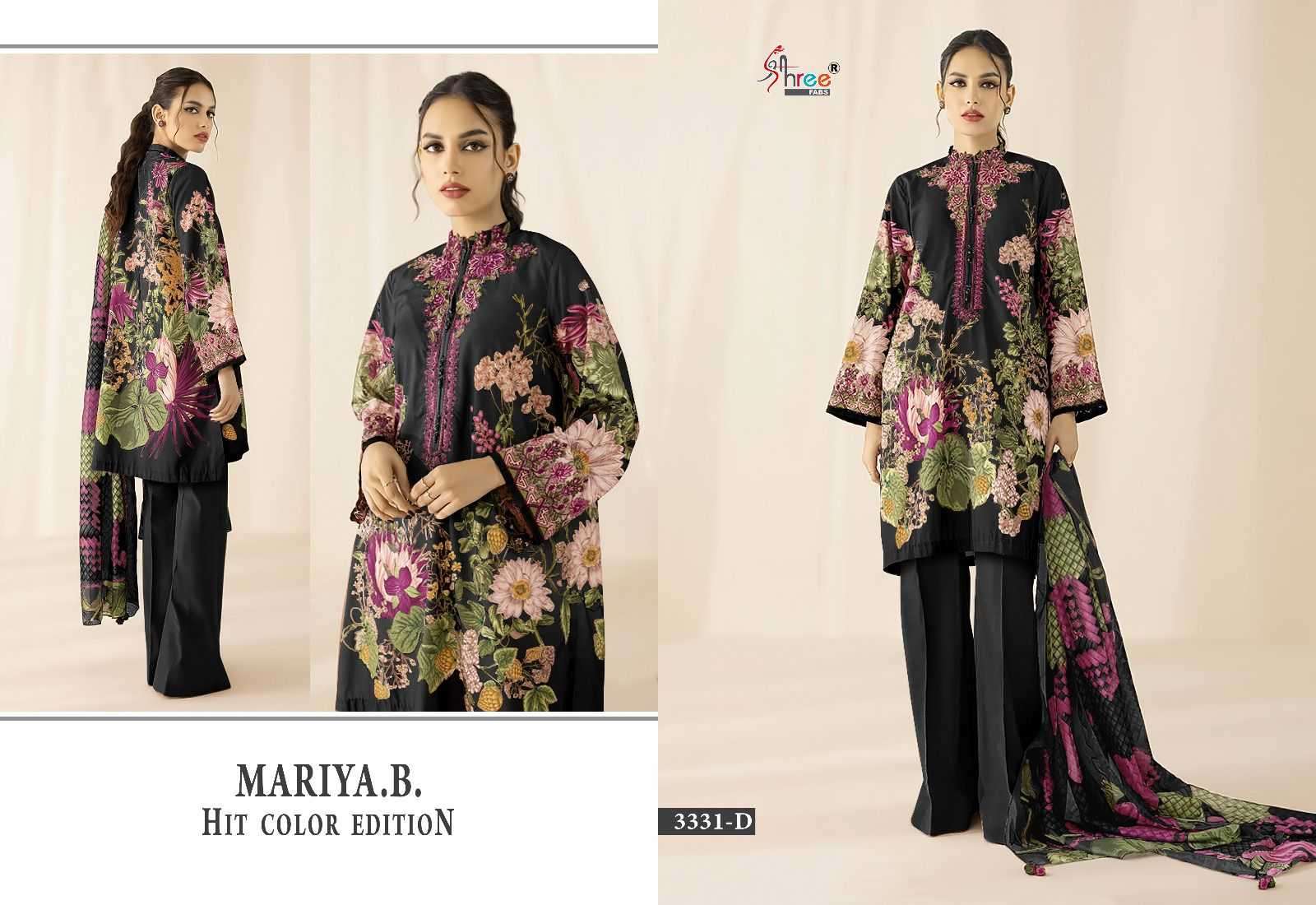 shree fab maria b hit color edition 3331 pure cotton suit 
