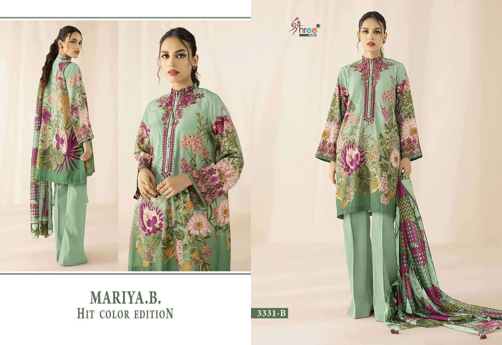shree fab maria b hit color edition 3331 pure cotton suit 