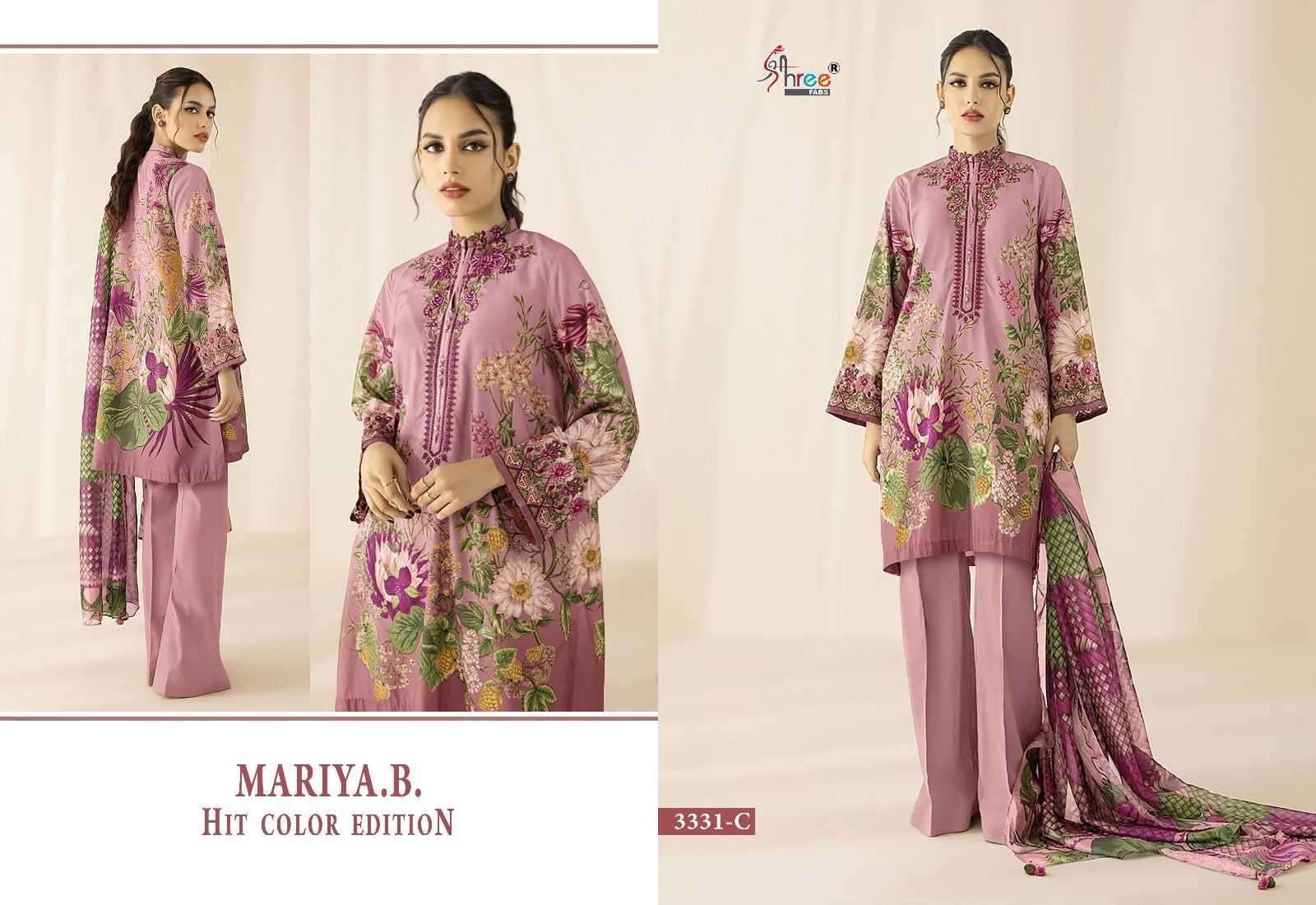 shree fab maria b hit color edition 3331 pure cotton suit 