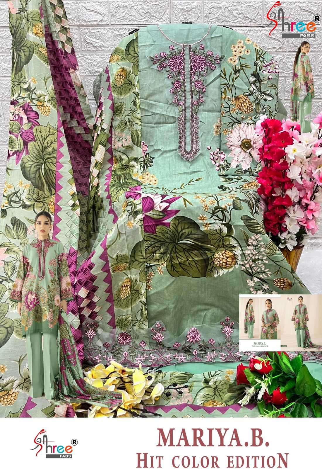 shree fab maria b hit color edition 3331 pure cotton suit 