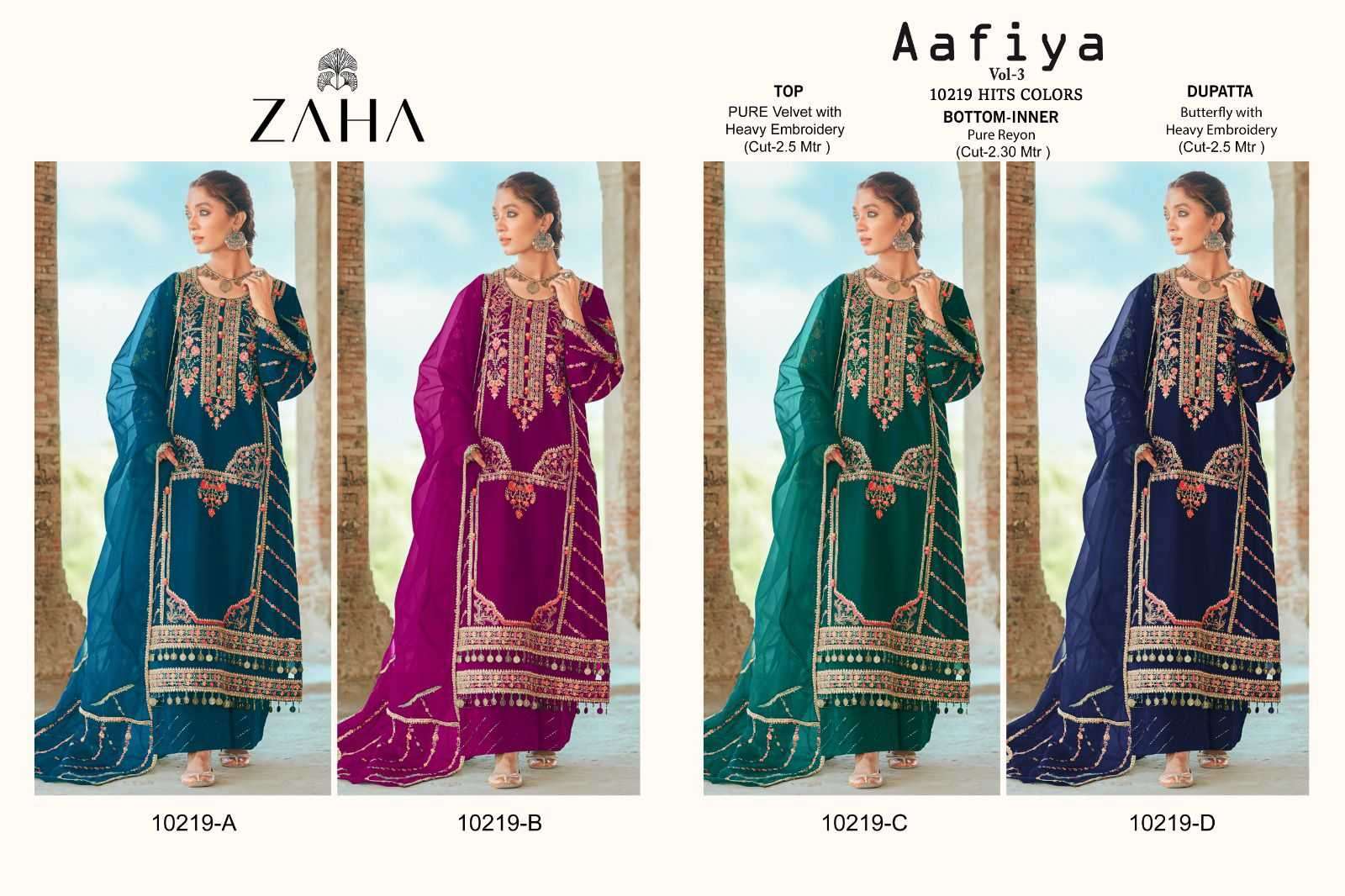 zaha aafiya vol 3 10219 colors velvet suit