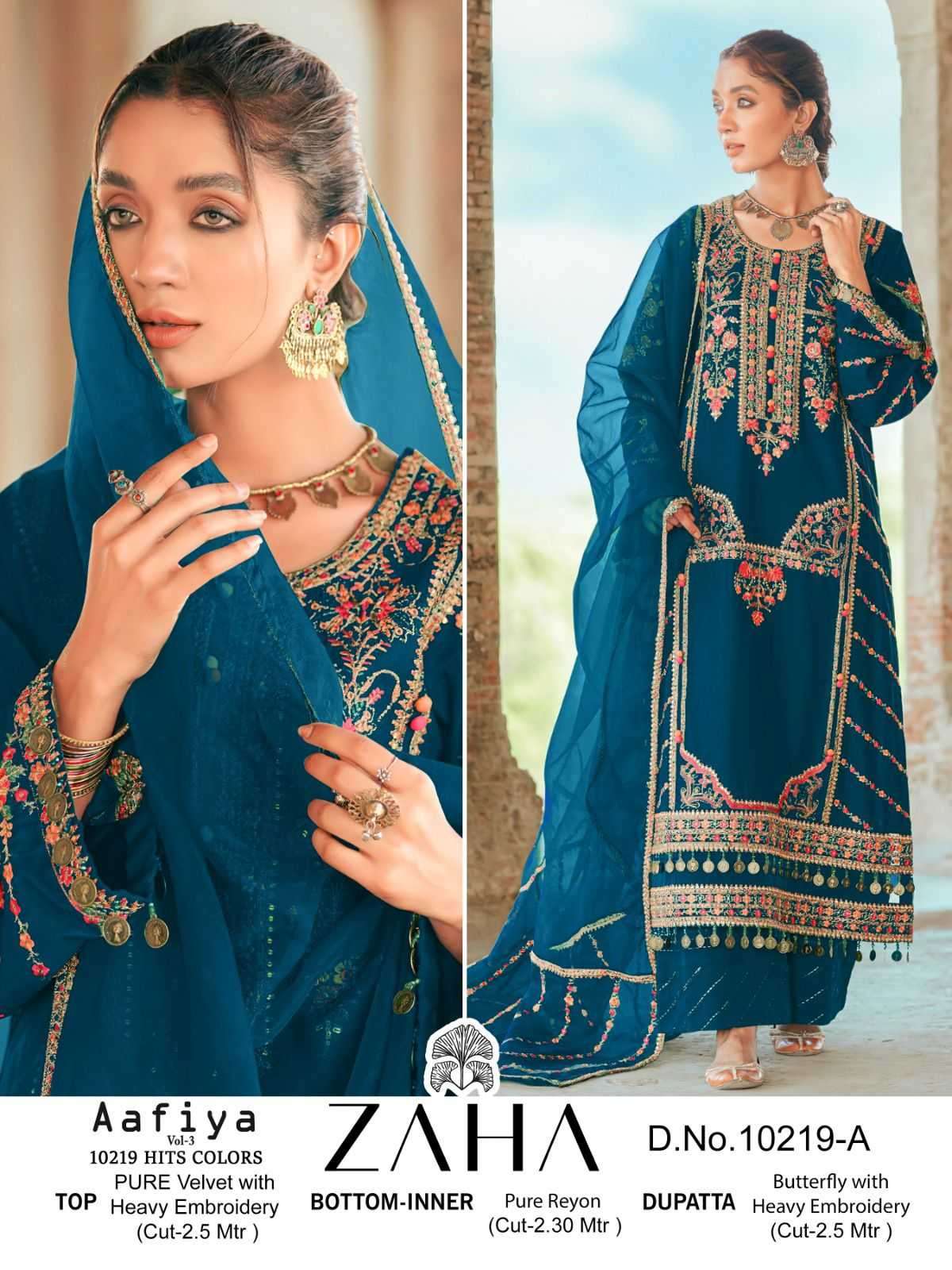 zaha aafiya vol 3 10219 colors velvet suit
