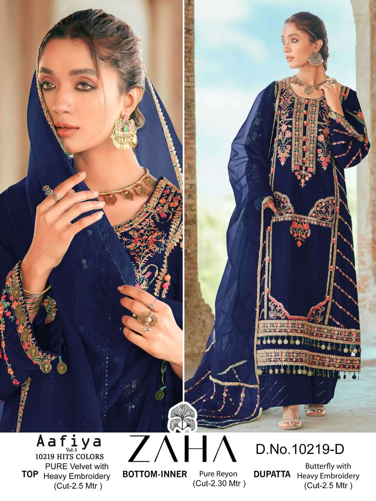 zaha aafiya vol 3 10219 colors velvet suit