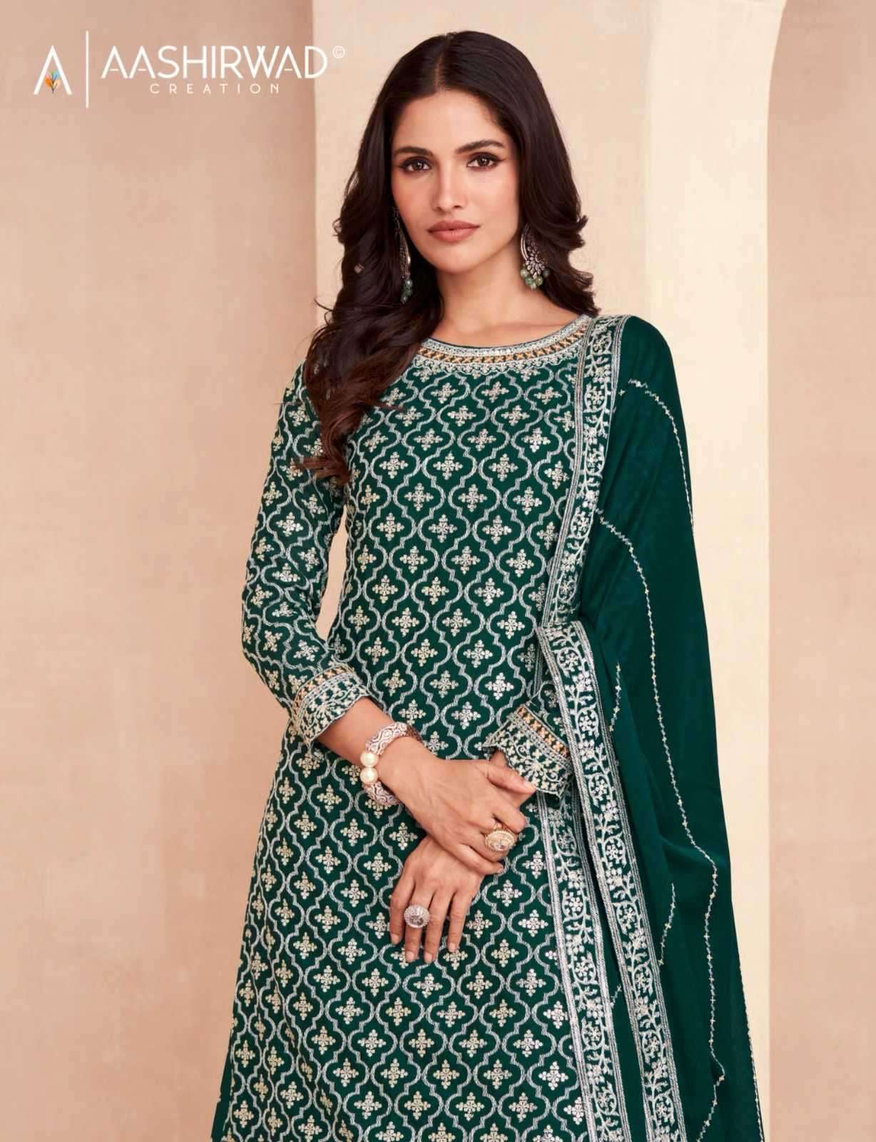 aashirwad gulkand colors dark edition series 9856-9858 premium chinon silk suit 