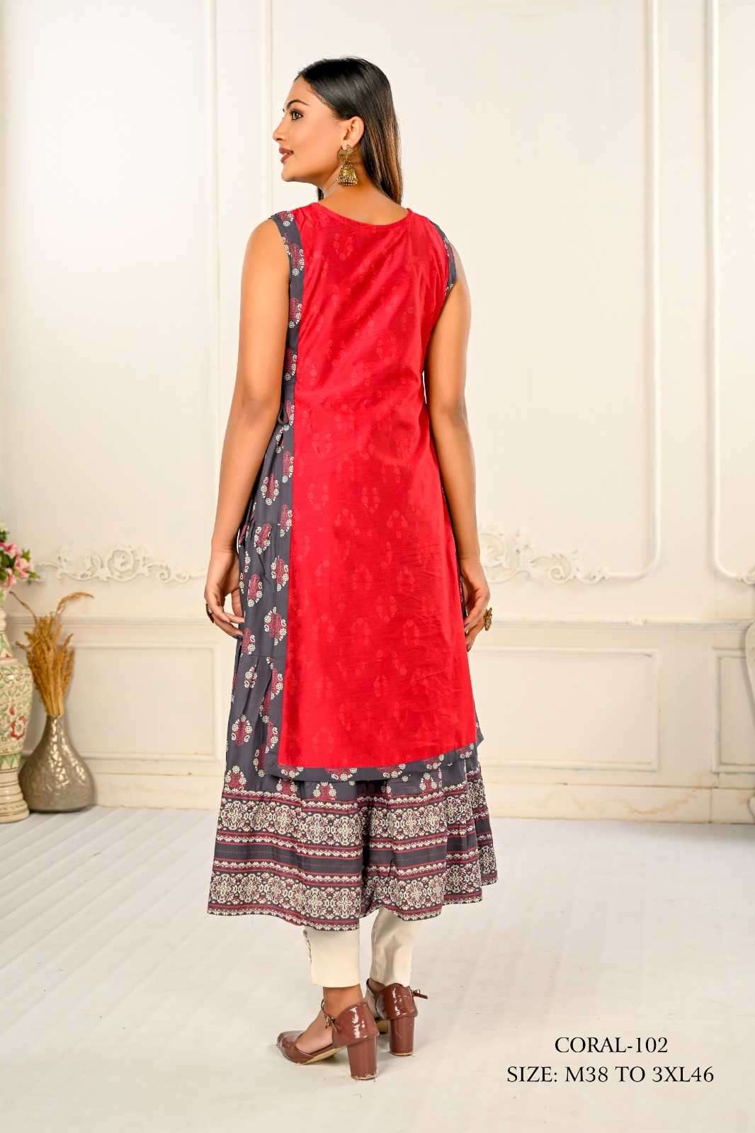 jivora luke fashion coral 101-124 nx Cotton kurti