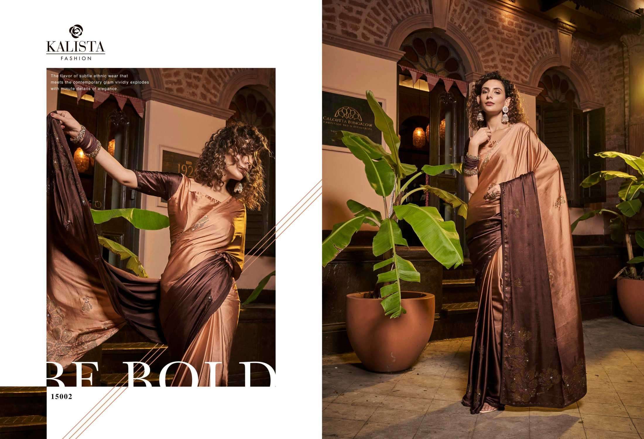 kalista bollywood series 15001-15006 satin georgette saree