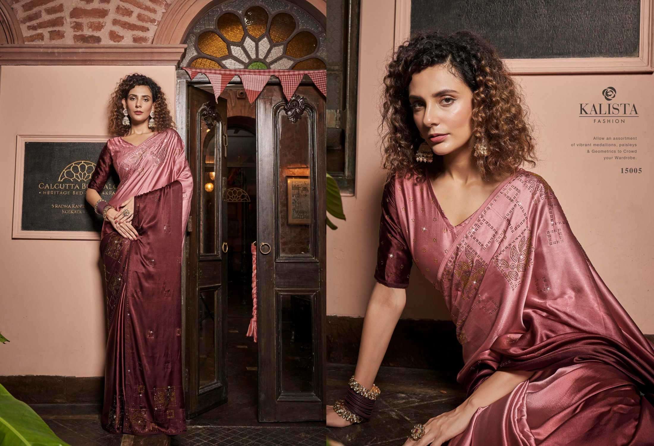 kalista bollywood series 15001-15006 satin georgette saree