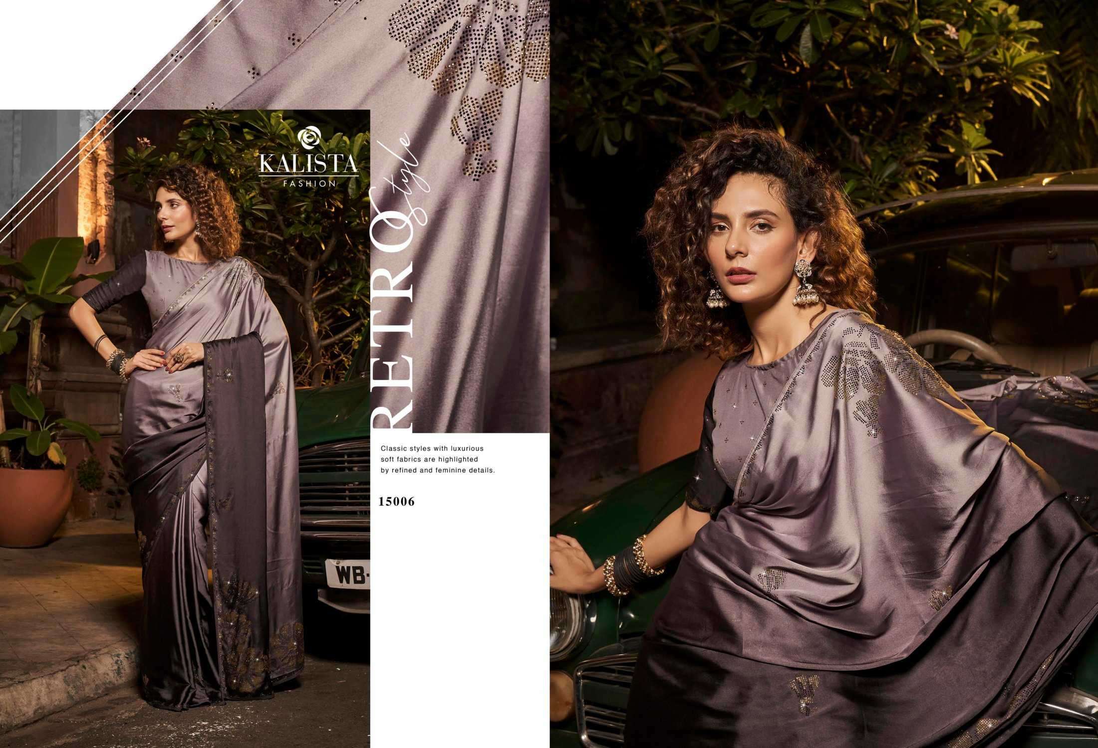 kalista bollywood series 15001-15006 satin georgette saree