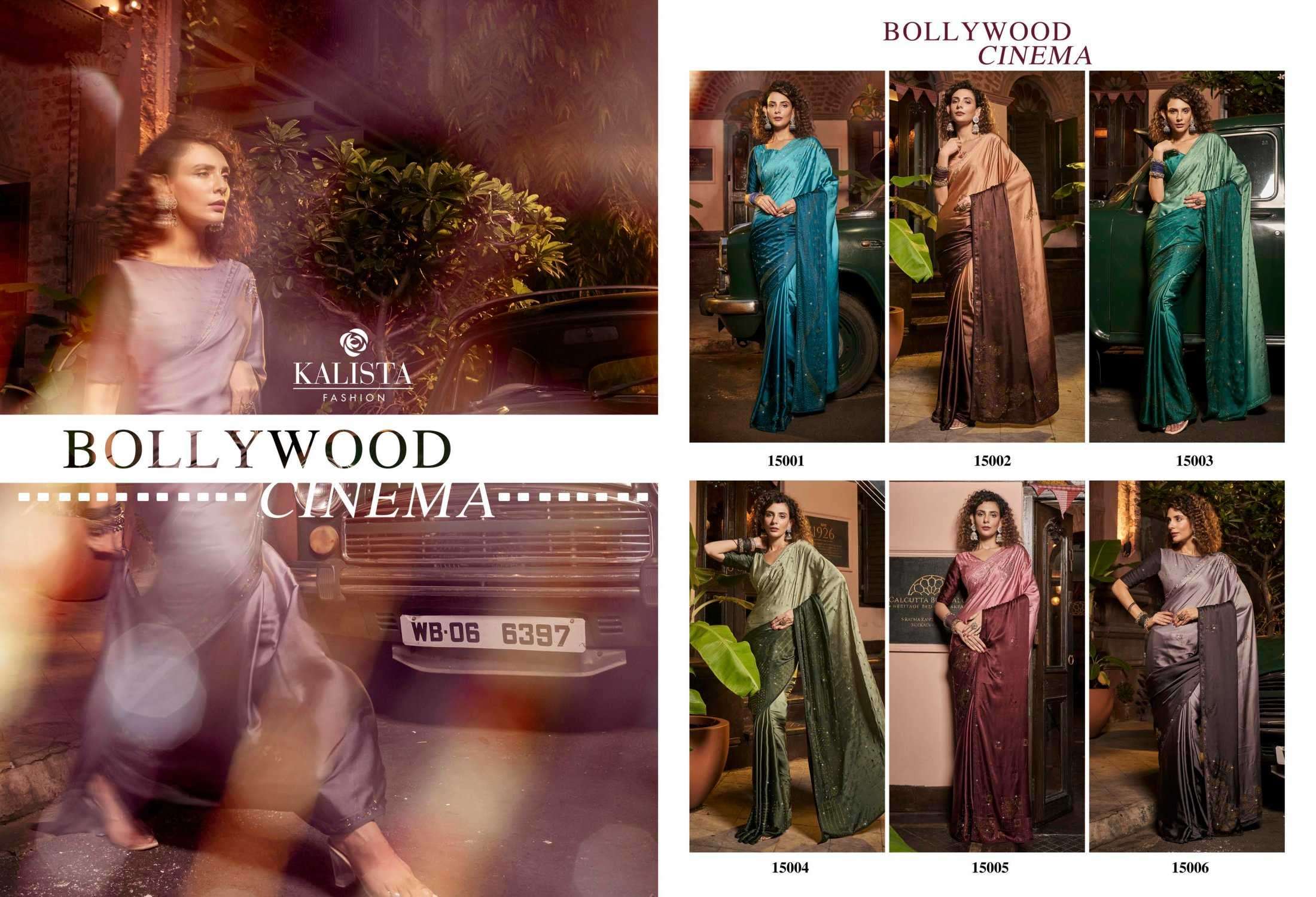 kalista bollywood series 15001-15006 satin georgette saree