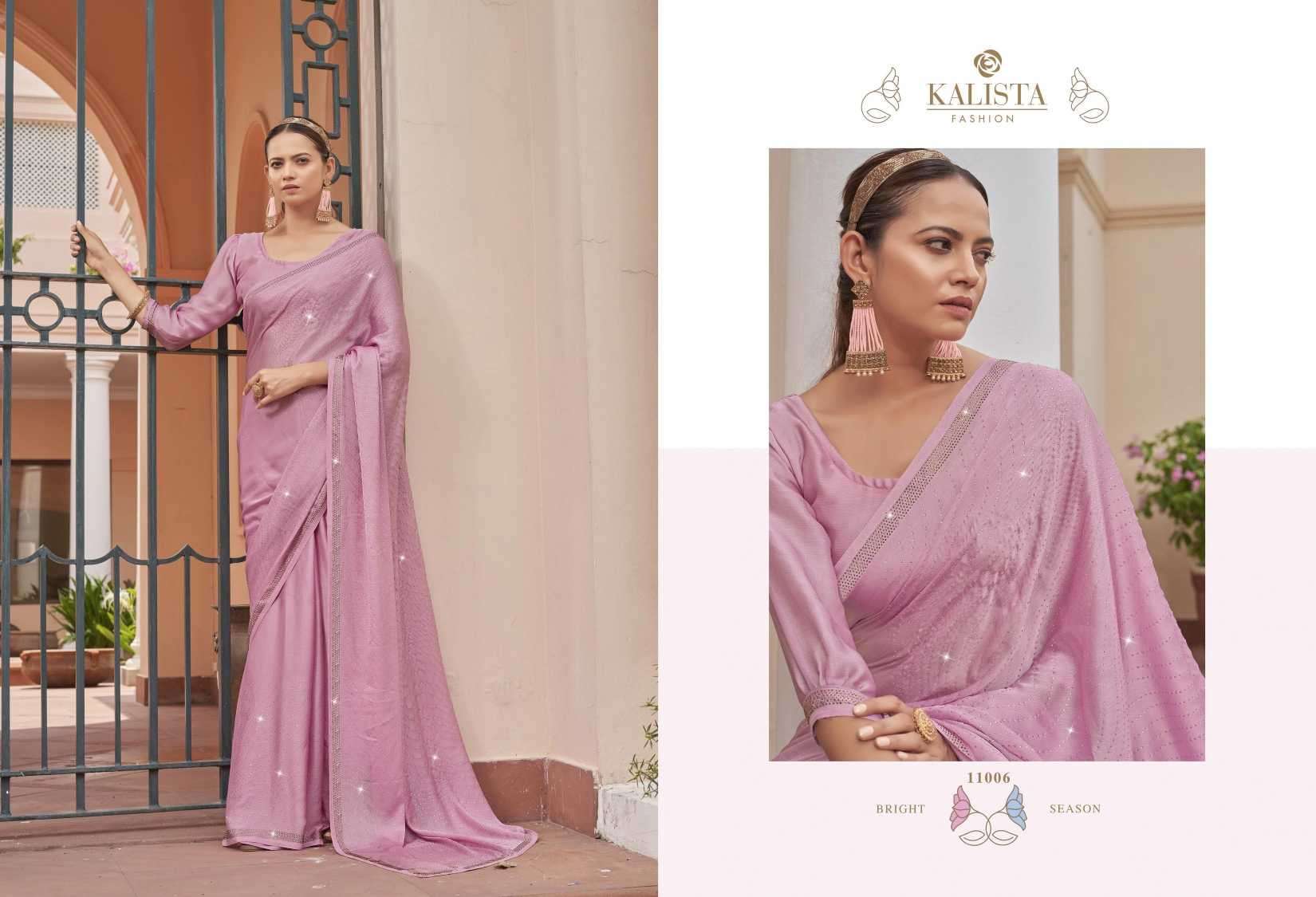 kalista fashion inara series 11001-11006 blooming satin chiffon saree