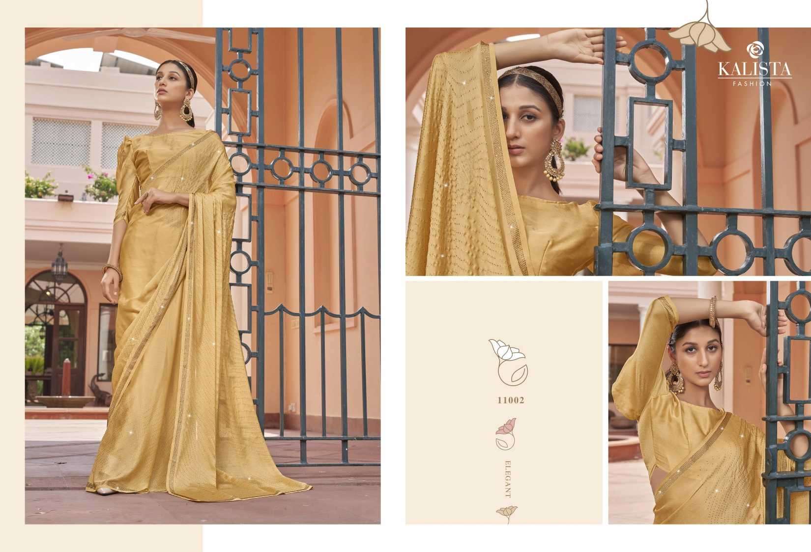 kalista fashion inara series 11001-11006 blooming satin chiffon saree