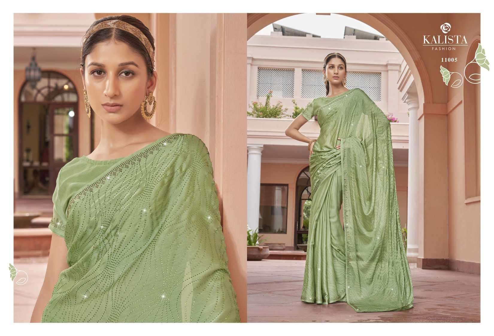 kalista fashion inara series 11001-11006 blooming satin chiffon saree