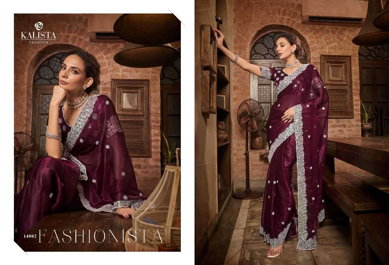 kalista fashions mayra series 14001-14006 blooming chiffon saree