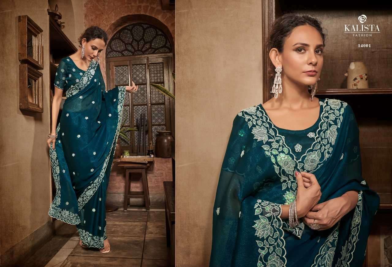 kalista fashions mayra series 14001-14006 blooming chiffon saree
