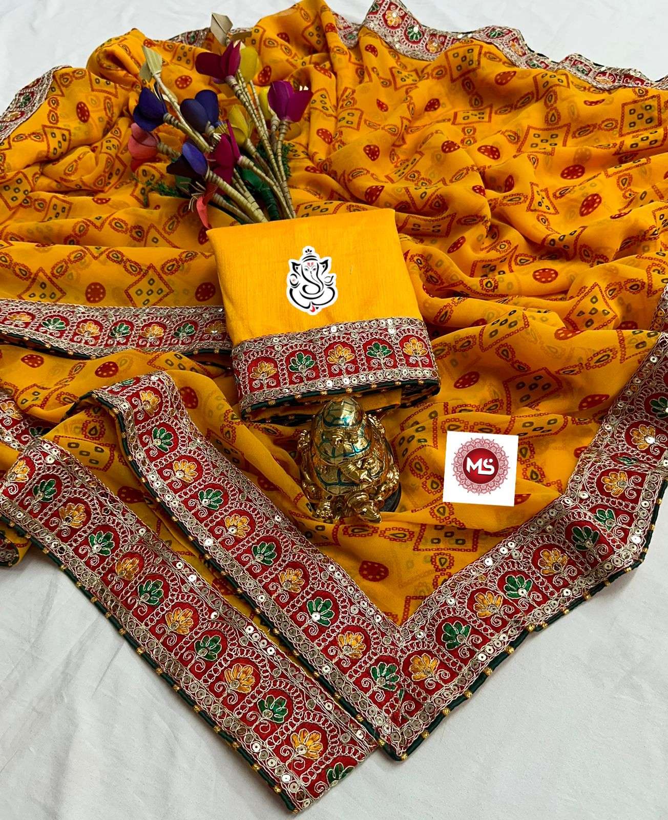 ms brand designer georgette sarees