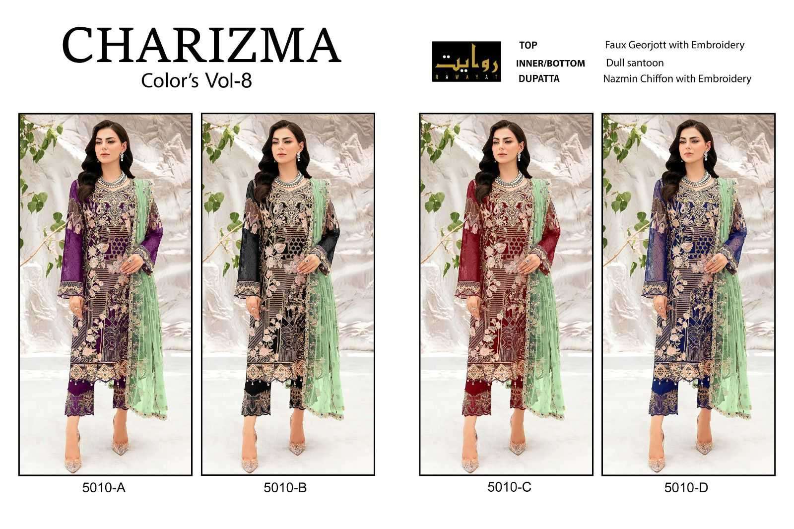rawayat charizma colors vol 8 series 5010 faux georgette suit