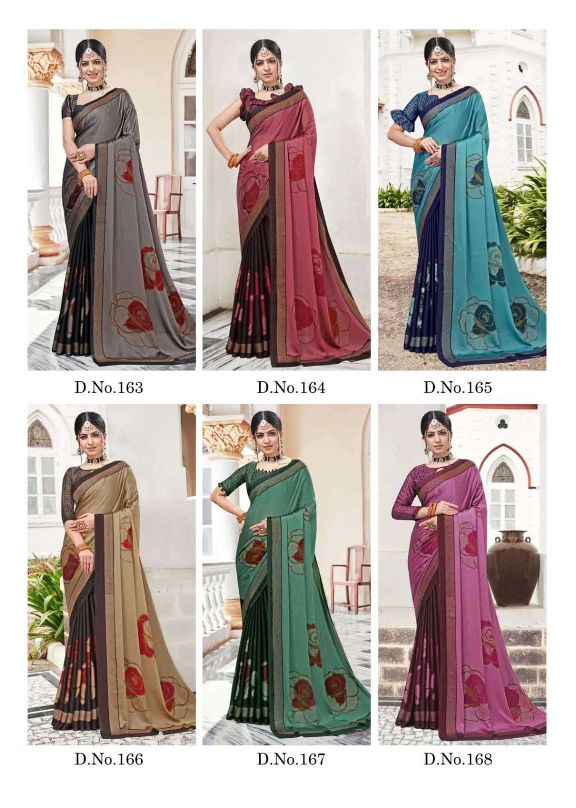 sanjana popcorn vol 28 series 163-168 moss chiffon saree