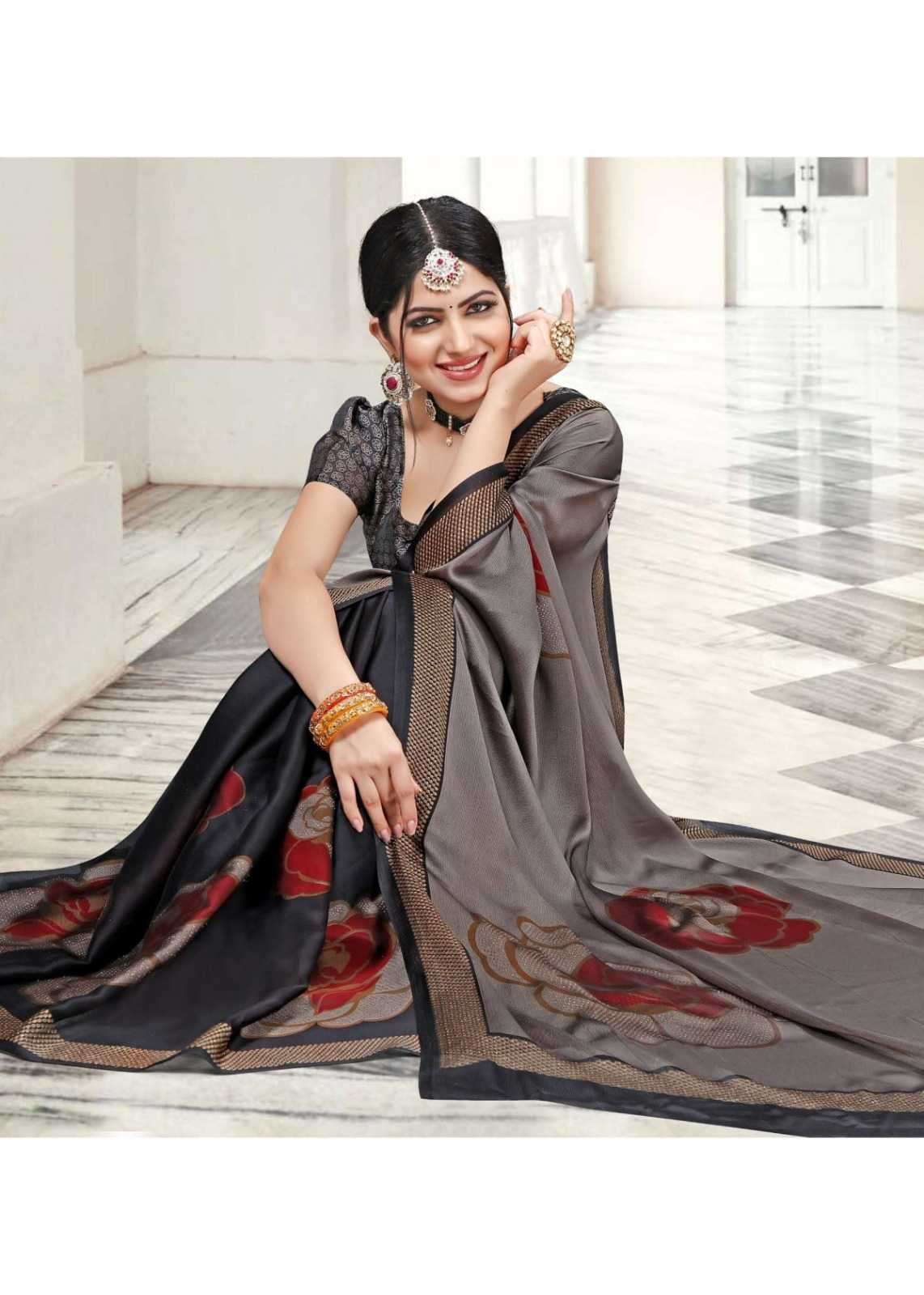 sanjana popcorn vol 28 series 163-168 moss chiffon saree