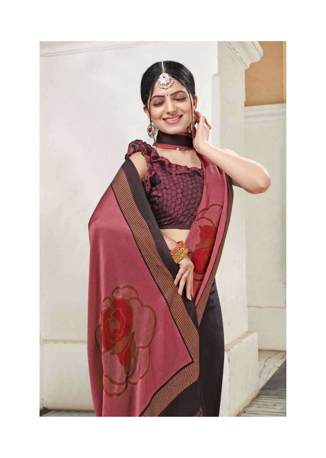 sanjana popcorn vol 28 series 163-168 moss chiffon saree