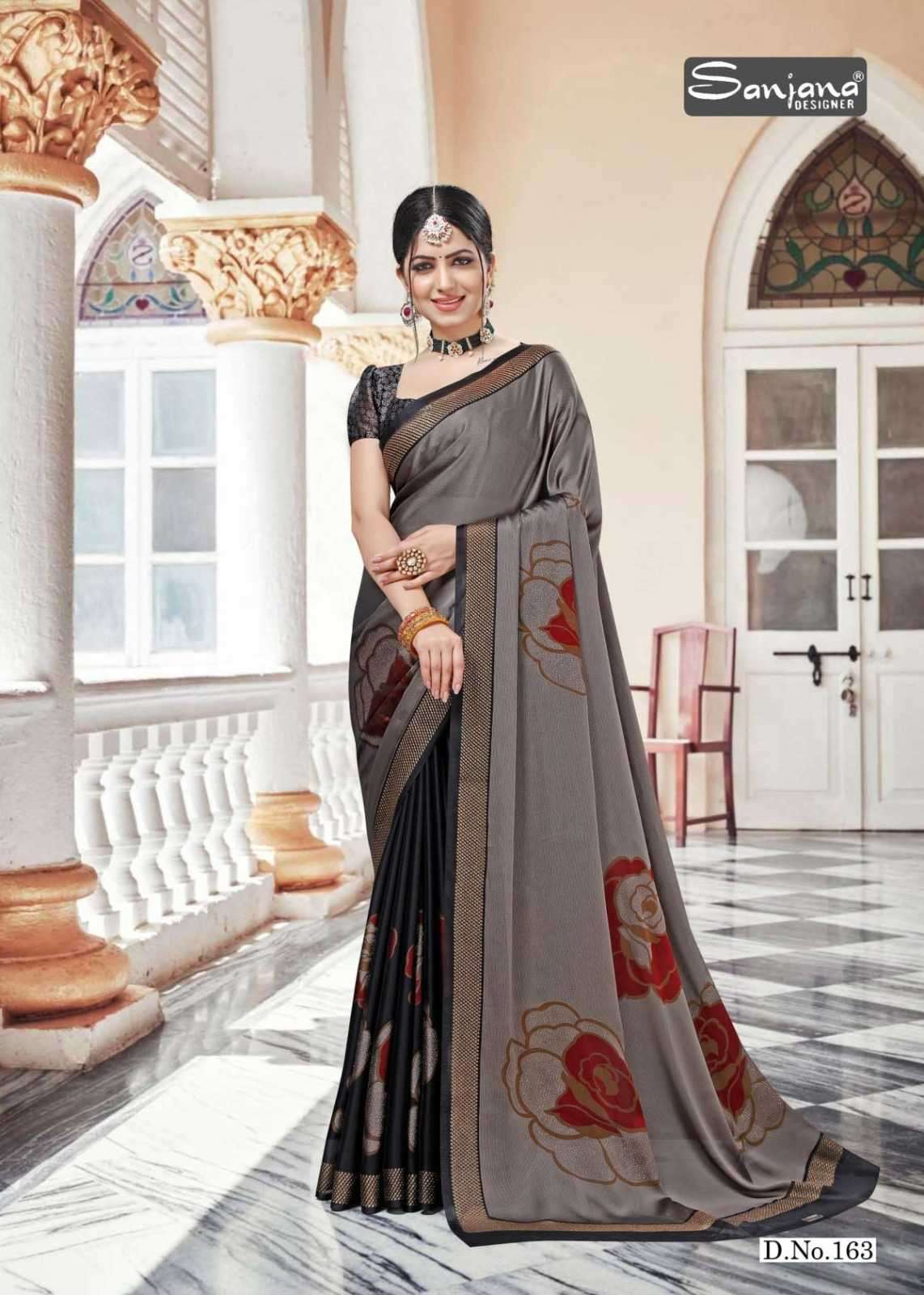 sanjana popcorn vol 28 series 163-168 moss chiffon saree