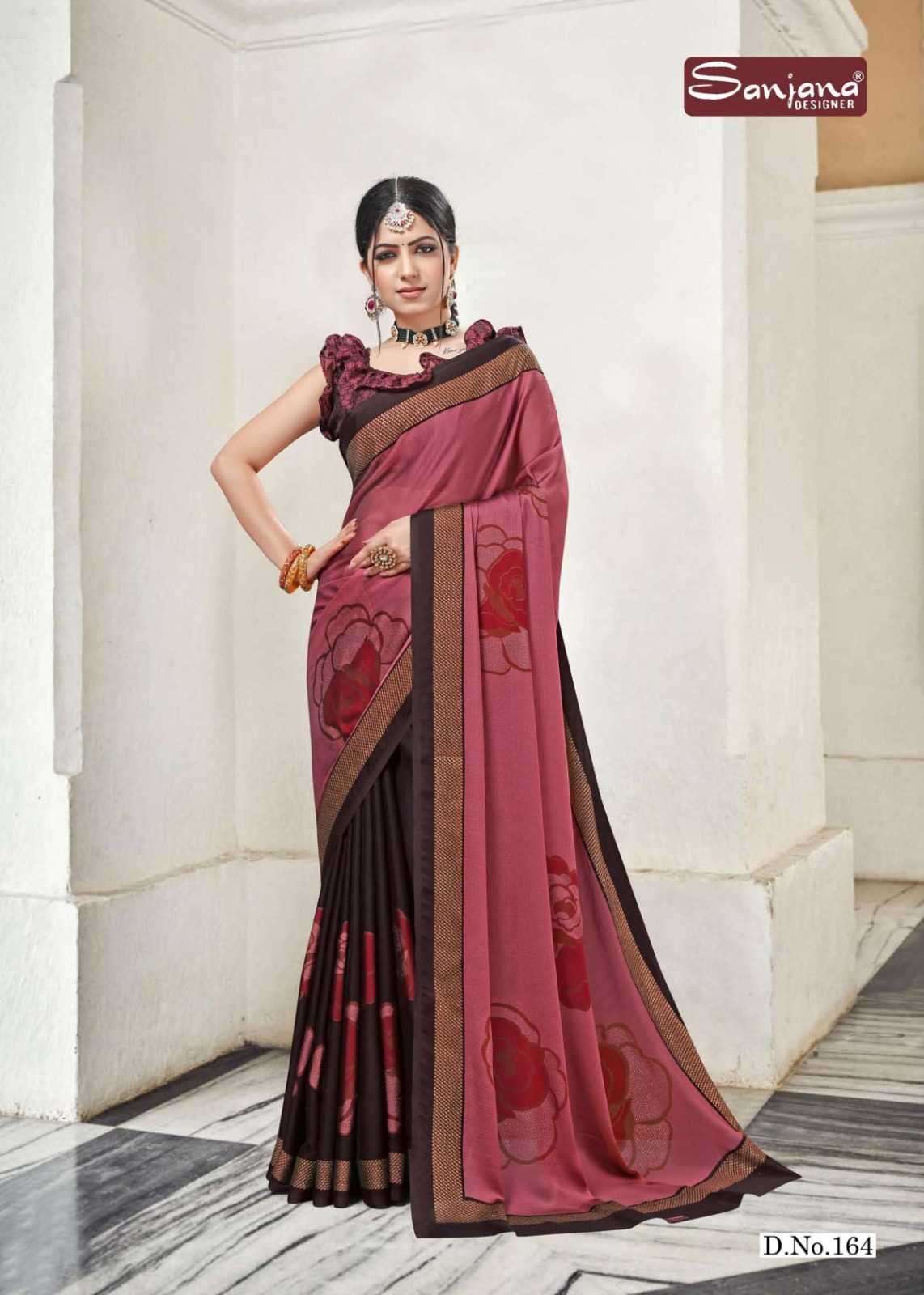sanjana popcorn vol 28 series 163-168 moss chiffon saree